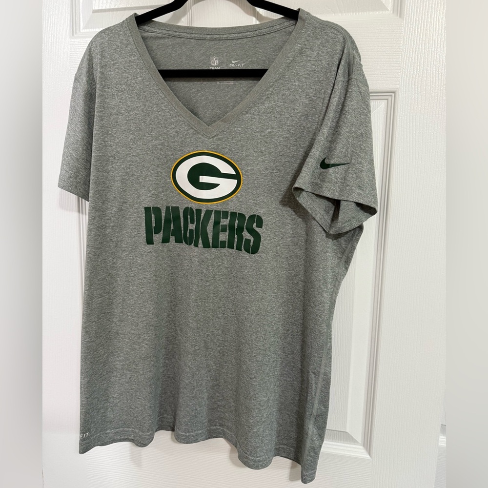 Nike NFL Team Apparel Gray Dri-Fit Green Bay Packers Shirt